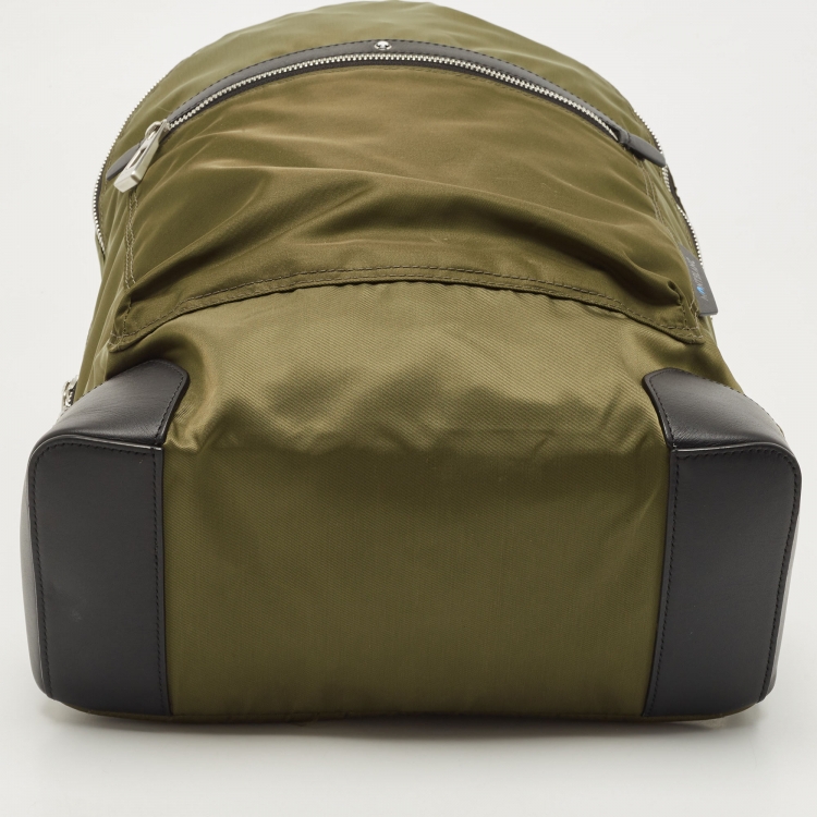 Pre Owned Montblanc Green/Black Nylon and Leather Spirit Backpack