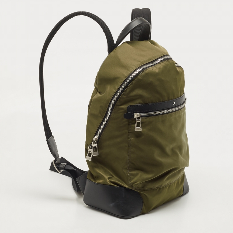 Pre Owned Montblanc Green/Black Nylon and Leather Spirit Backpack