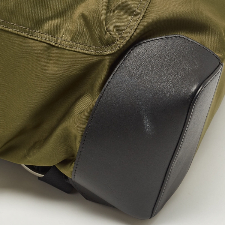 Pre Owned Montblanc Green/Black Nylon and Leather Spirit Backpack
