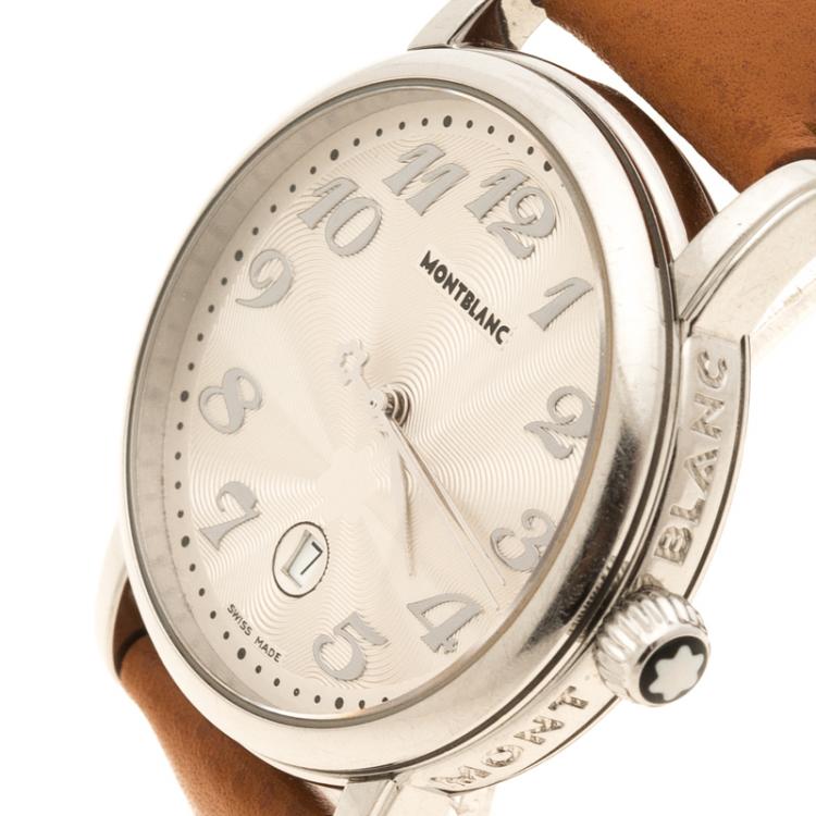Pre Owned Montblanc White Stainless Steel Meisterstuck Women's Wristwatch 32 mm