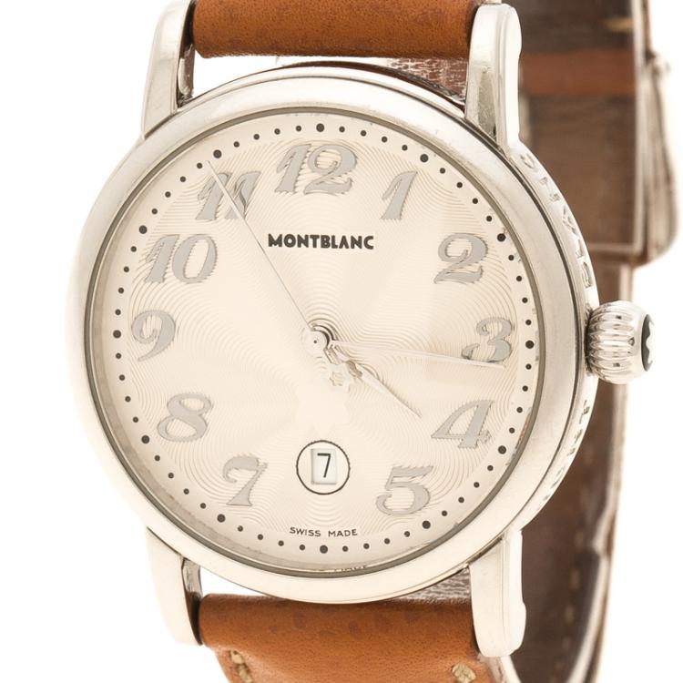 Pre Owned Montblanc White Stainless Steel Meisterstuck Women's Wristwatch 32 mm