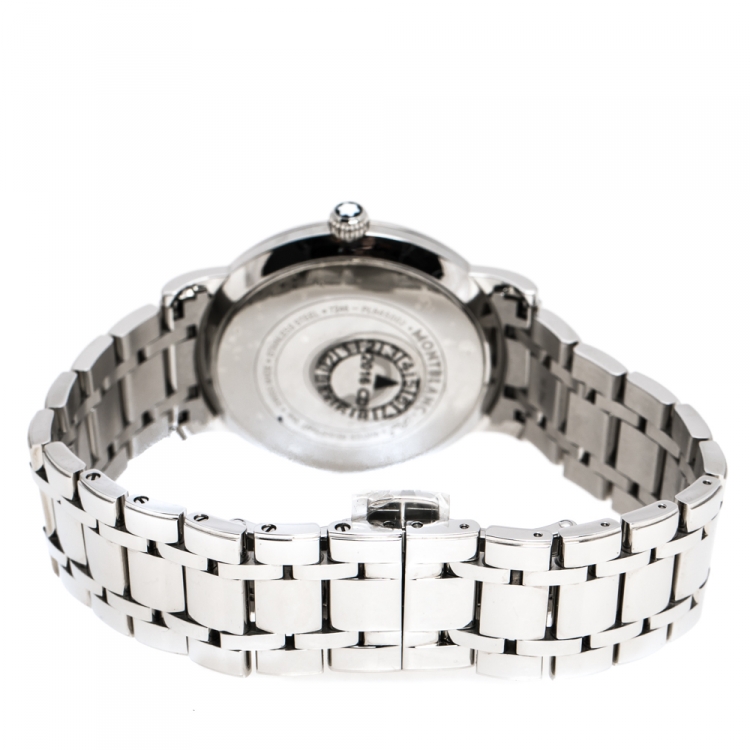 Pre Owned Montblanc White Mother Of Pearl Stainless Steel Star Classique 108764 Women's Wristwatch 34 mm