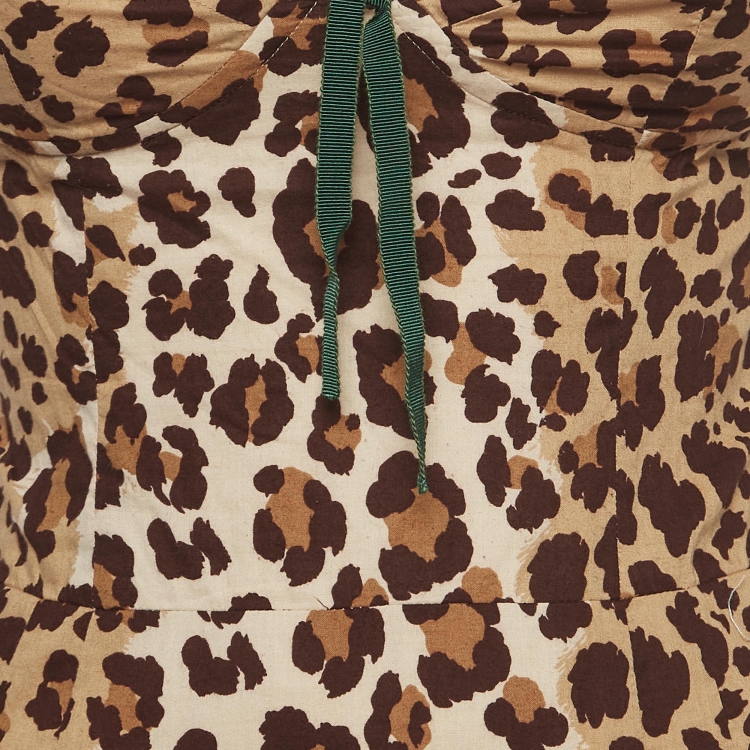 Pre Owned Moschino Cheap and Chic Brown Leopard Print Cotton Short Slip Dress S