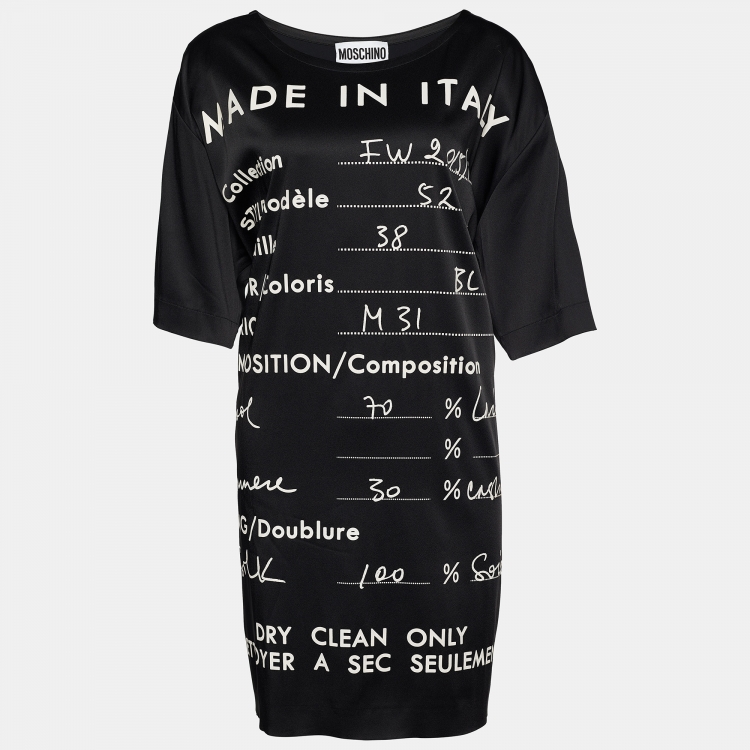 Moschino Couture Black Label Print Satin Shift Dress L