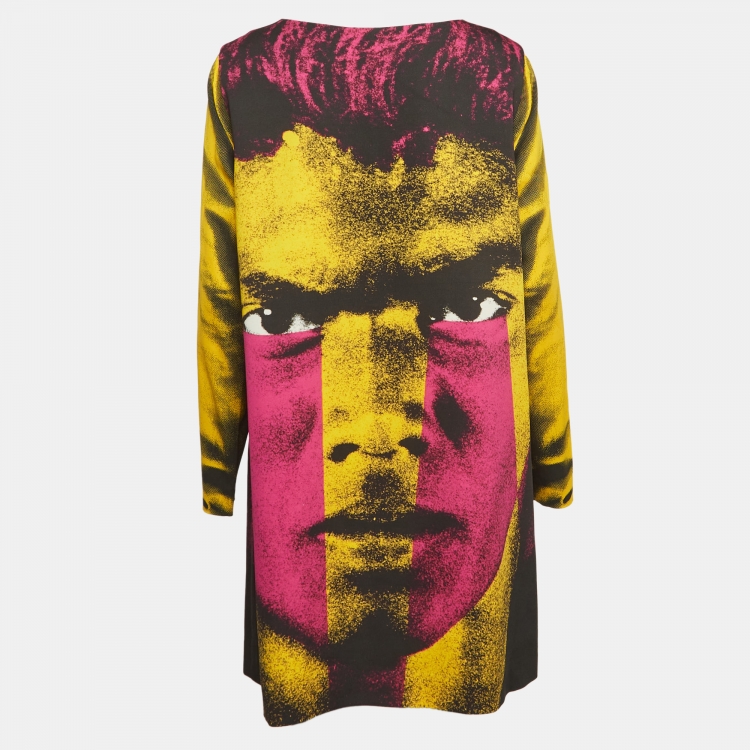 Pre Owned Moschino Couture Multicolor Printed Crepe Mini Shift Dress L