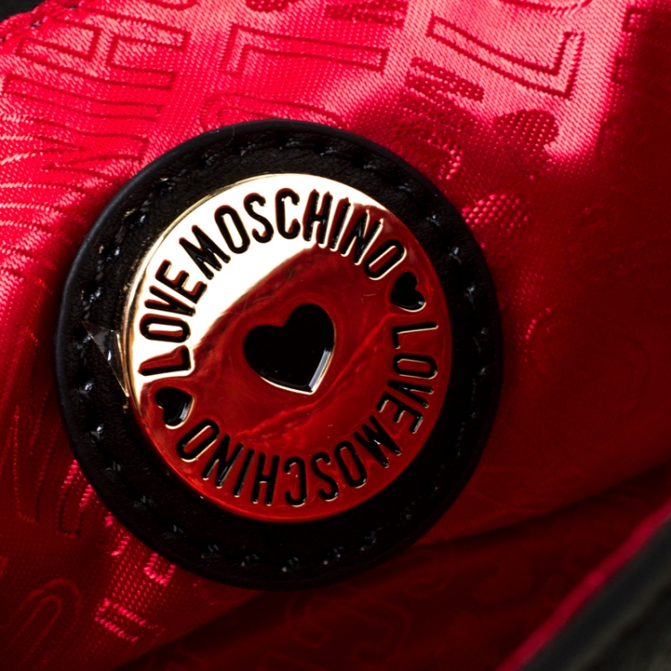مملوكة مسبقًا Love Moschino Black Faux Leather Crossbody Bag