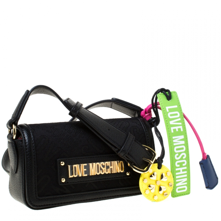 مملوكة مسبقًا Love Moschino Black Faux Leather Crossbody Bag