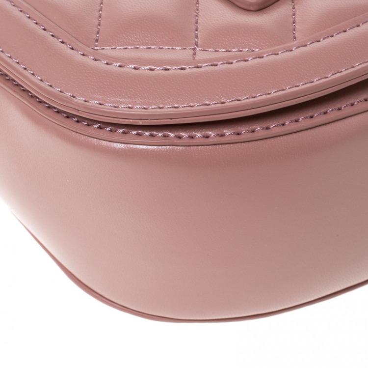 Pre Owned Love Moschino Pink Quilted Faux Leather Crossbody Bag