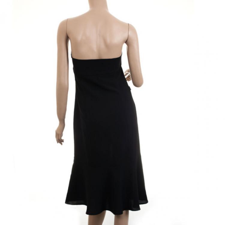 Pre Owned Moschino Jeans Black Strapless Donna Dress L