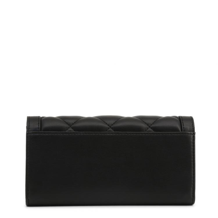 Pre Owned Love Moschino Black Quilted Faux Leather Studded WOC Clutch Bag