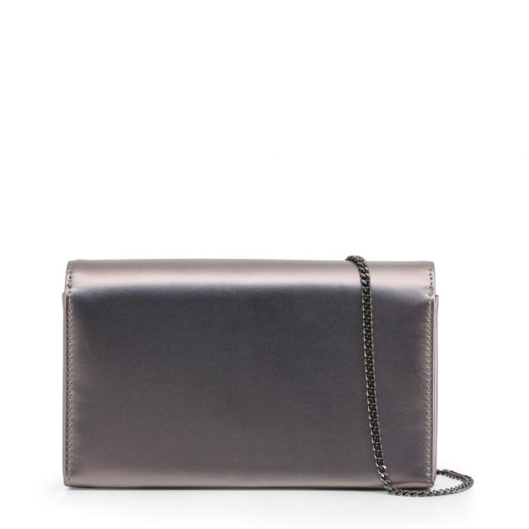 مملوكة مسبقًا Love Moschino Metallic Grey Faux Leather Clutch Bag