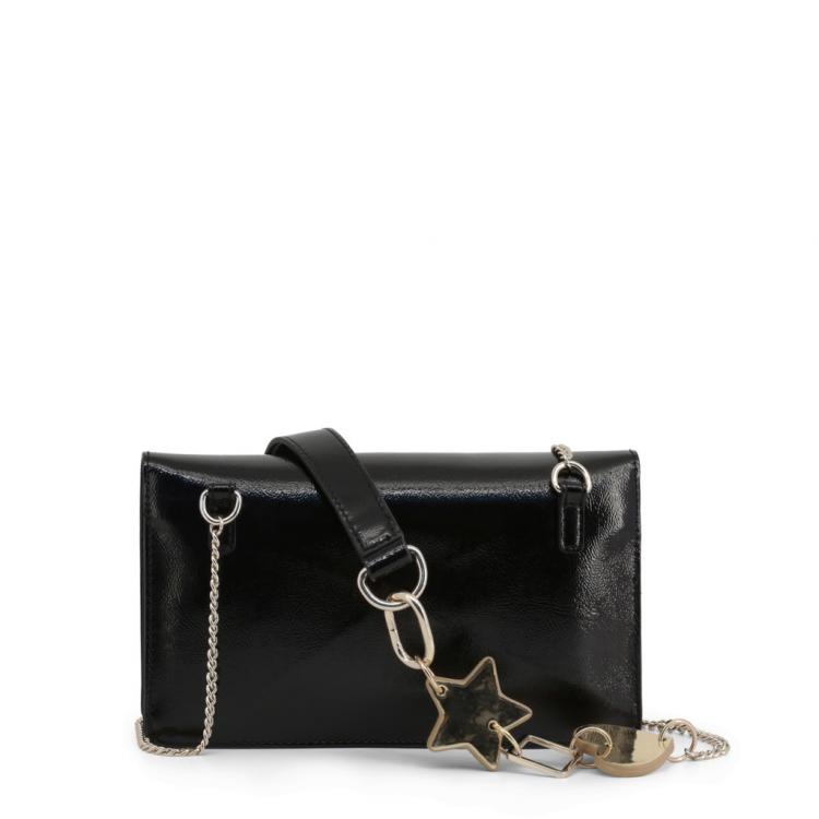 Pre Owned Love Moschino Black Faux Shiny Leather Crossbody Bag