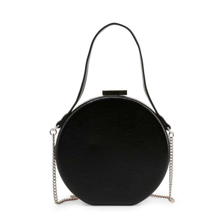 Pre Owned Love Moschino Black Faux Shiny Leather Round Crossbody Bag
