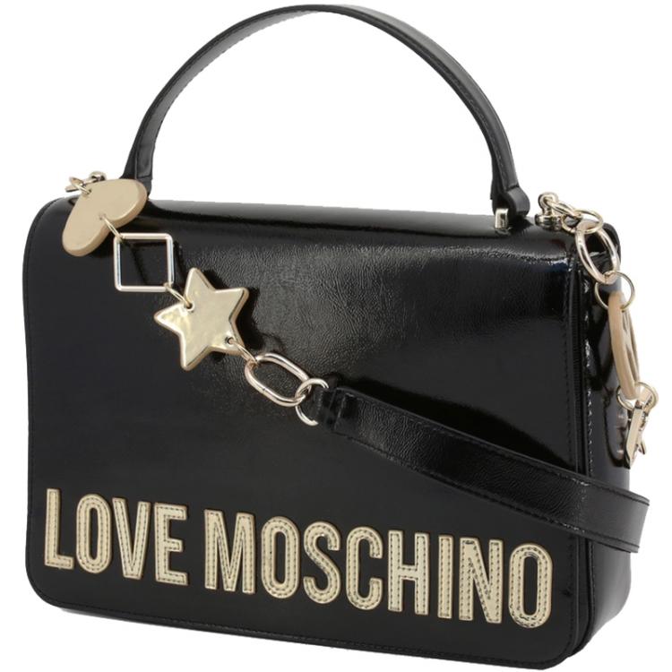 مملوكة مسبقًا Love Moschino Black Faux Shiny Leather Top Handle Bag