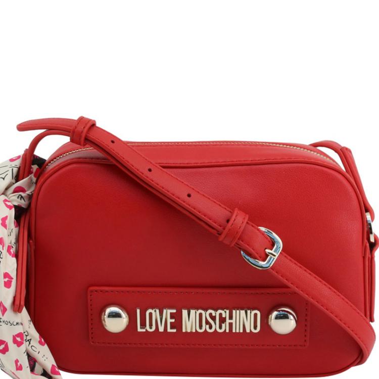 LOVE MOSCHINO Red Leather Crossbody Bag With Shoulder Strap New 100% Authentic