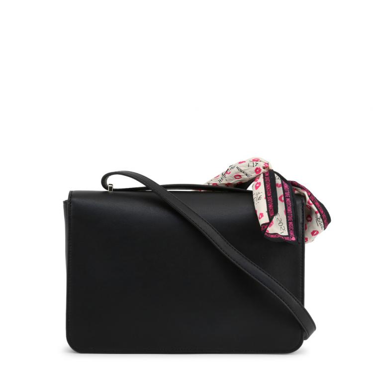 Pre Owned Love Moschino Black Faux Leather Scarf Flap Shoulder Bag