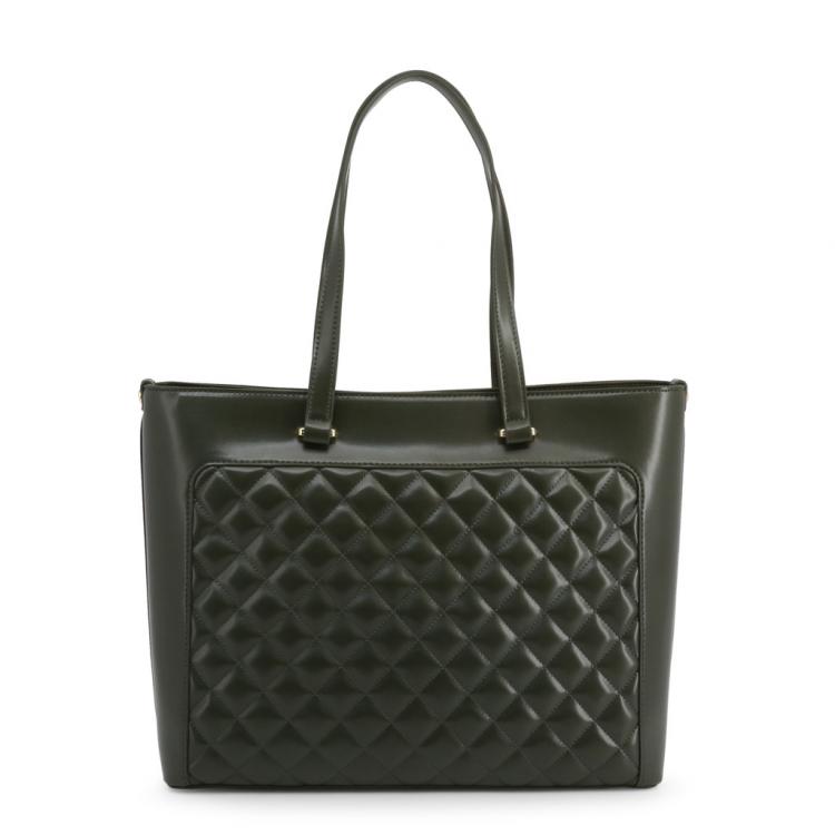مملوكة مسبقًا Love Moschino Dark Green Quilted Faux Leather Shopping Tote