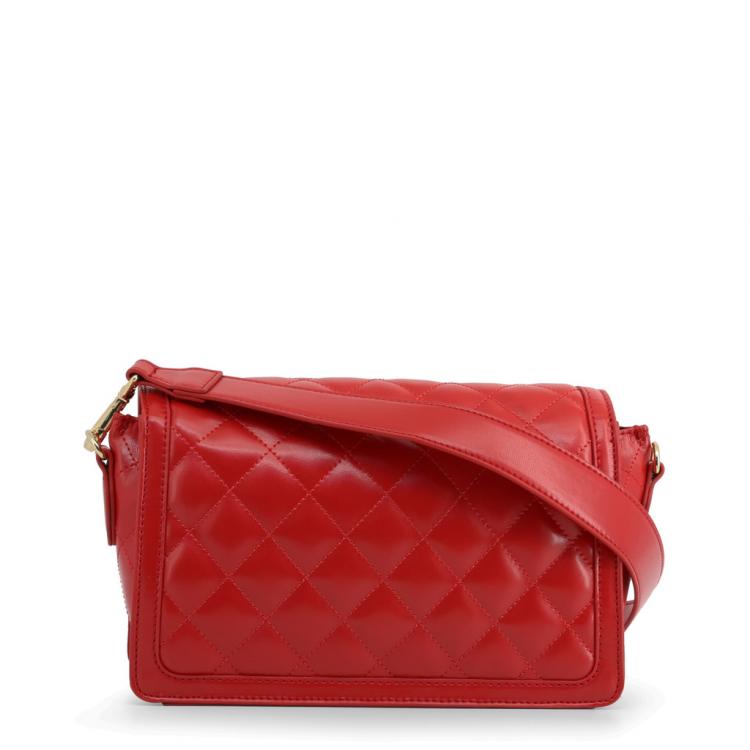 Pre Owned Love Moschino Red Quilted Faux Leather Crossbody Bag