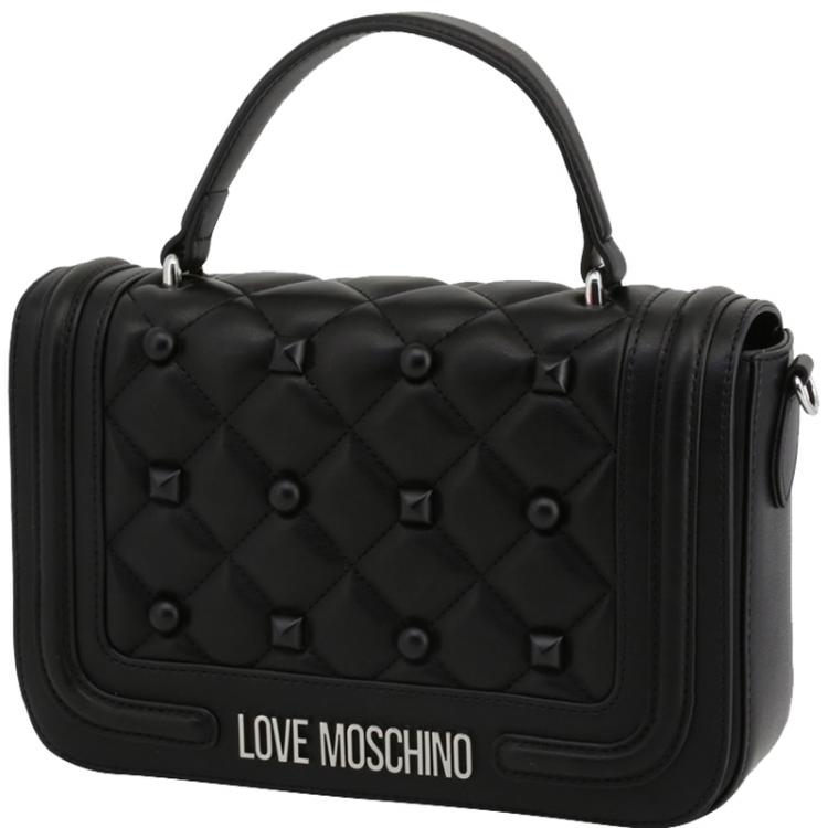 مملوكة مسبقًا Love Moschino Black Quilted Faux Leather Studded Top Handle Bag