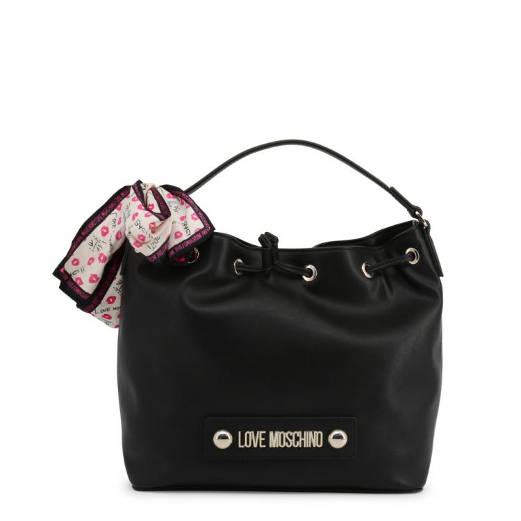 Pre Owned Love Moschino Black Faux Leather Scarf Shoulder Bag
