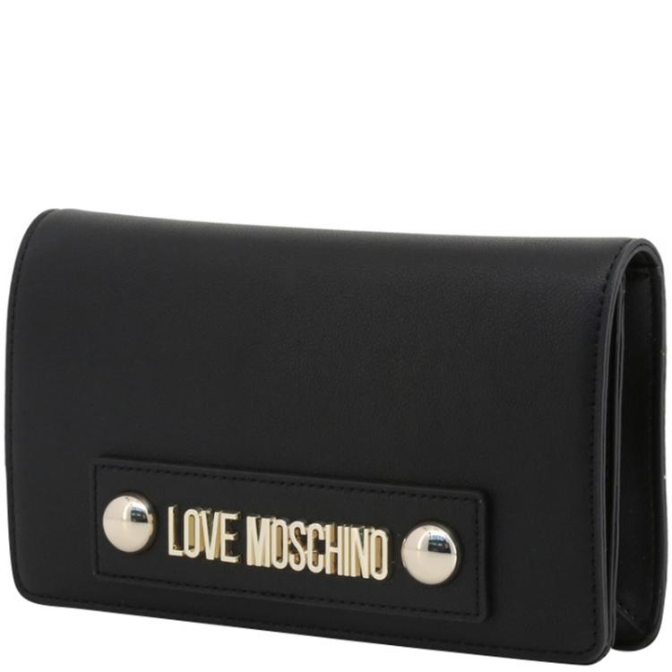 مملوكة مسبقًا Love Moschino Black Faux Leather Scarf Clutch Bag