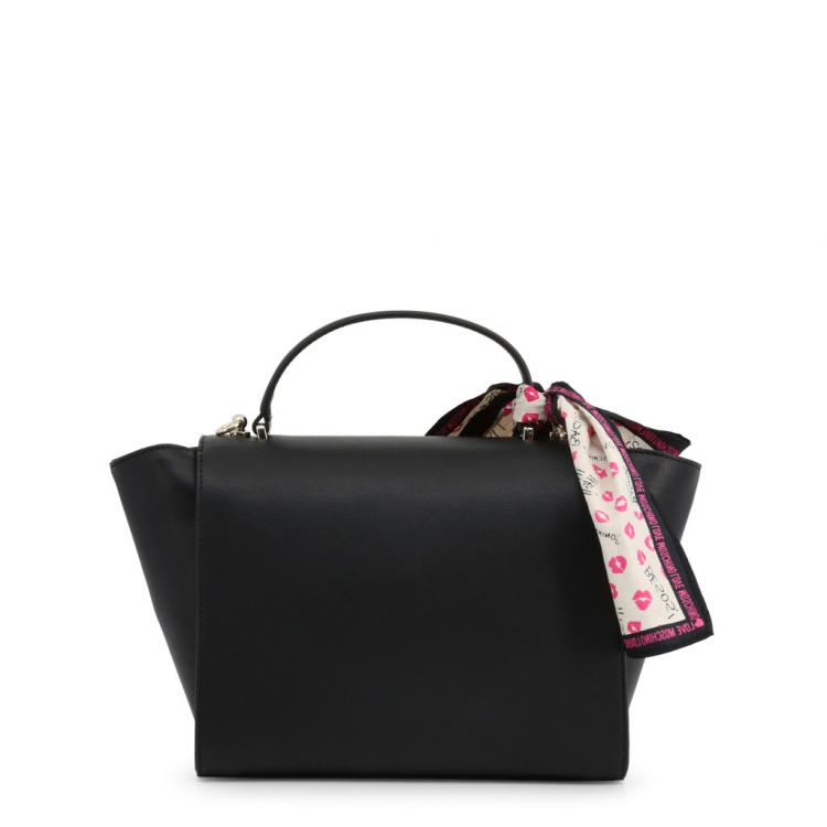 Pre Owned Love Moschino Black Faux Leather Scarf Top Handle Bag