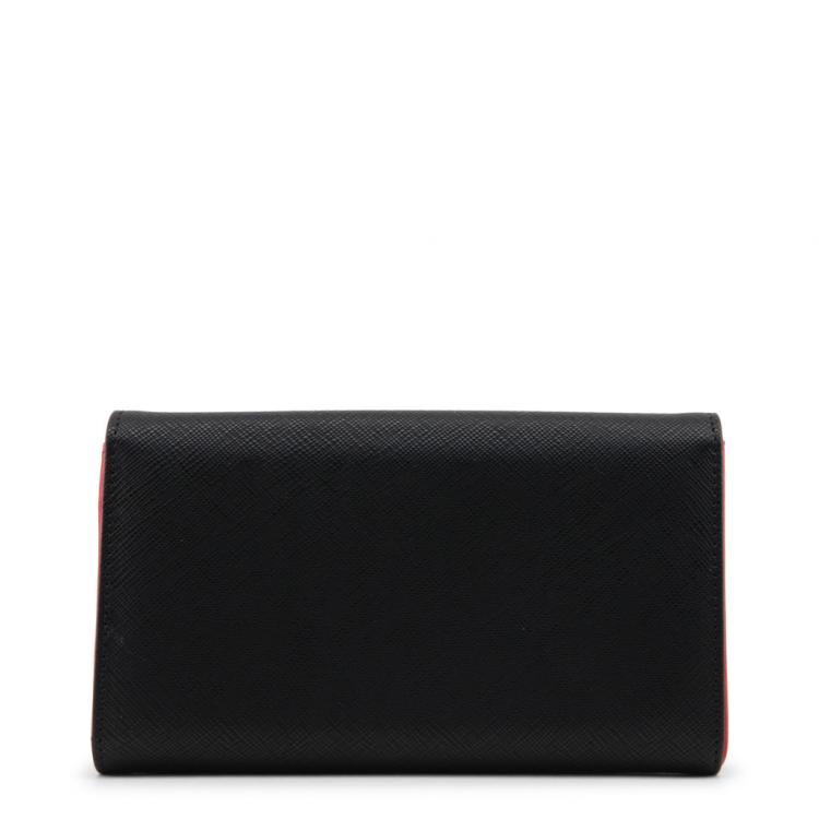 Pre Owned Love Moschino Black Faux Leather Flap Wallet
