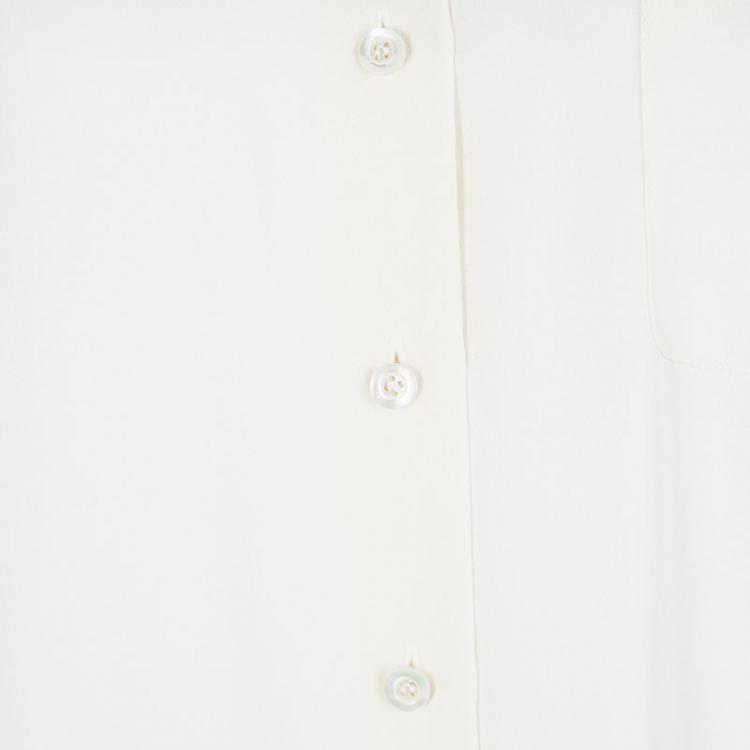 Pre Owned Moschino Cream Silk Contrast Bow Collar Detail Long Sleeve Shirt M