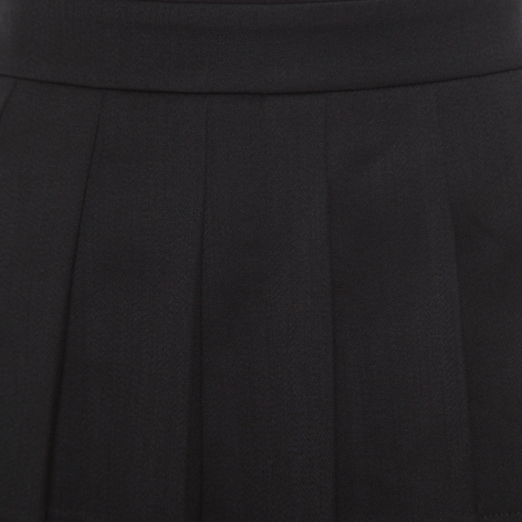Pre Owned Moschino Couture Black Wool Zip Detail Peplum Skirt M