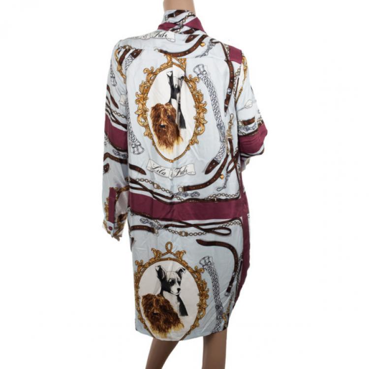 Pre Owned Moschino Printed Long Shirt L