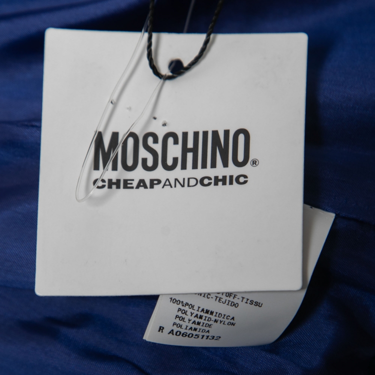 Pre Owned Moschino Cheap and Chic Royal Blue Sateen Ruched Shirt Dress M