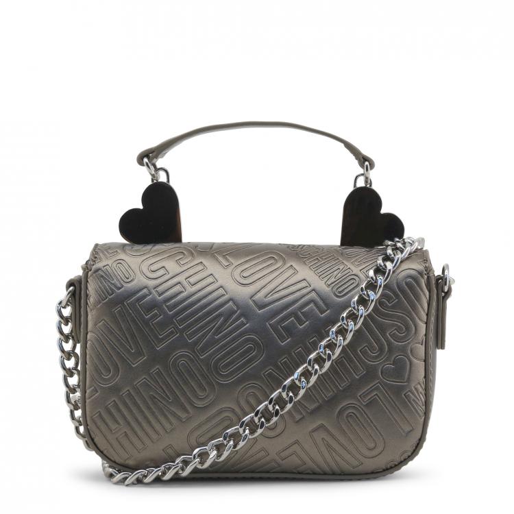 Pre Owned Love Moschino Grey Embossed Leather Top Handle Bag
