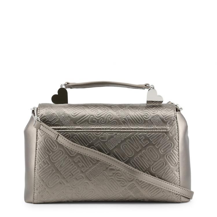 مملوكة مسبقًا Love Moschino Grey Embossed Logo Leather Top Handle Satchel Bag