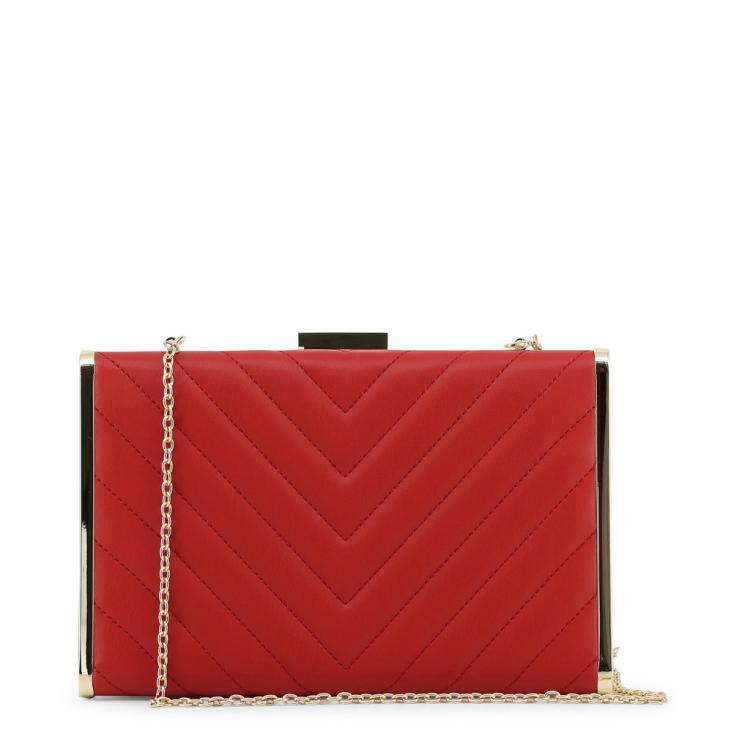 Pre Owned Love Moschino Red Quilted Leather Box Clutch