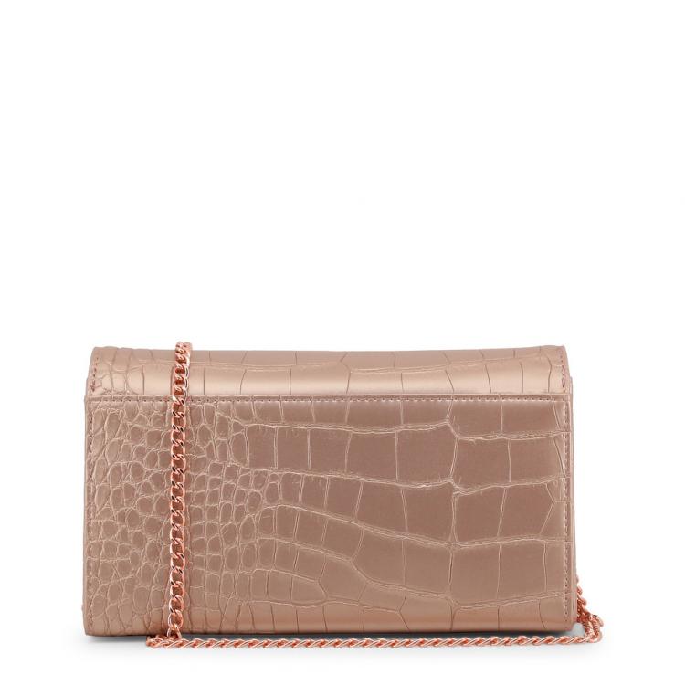 Pre Owned Love Moschino Pink Croc Embossed Leather Chain Clutch Bag