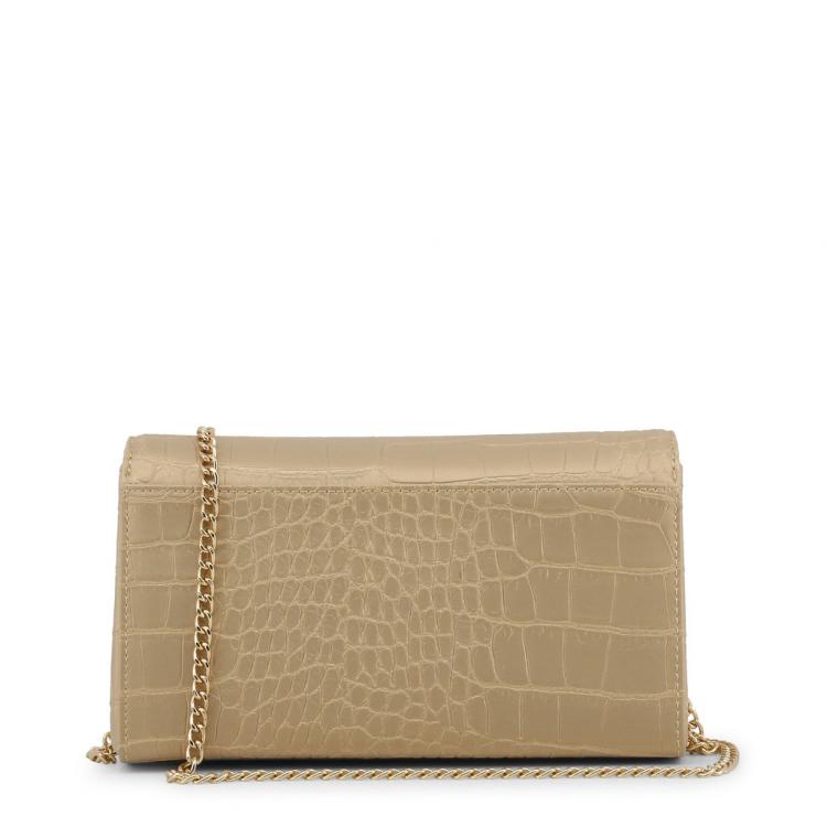 Pre Owned Love Moschino Yellow Croc Embossed Leather Chain Clutch Bag