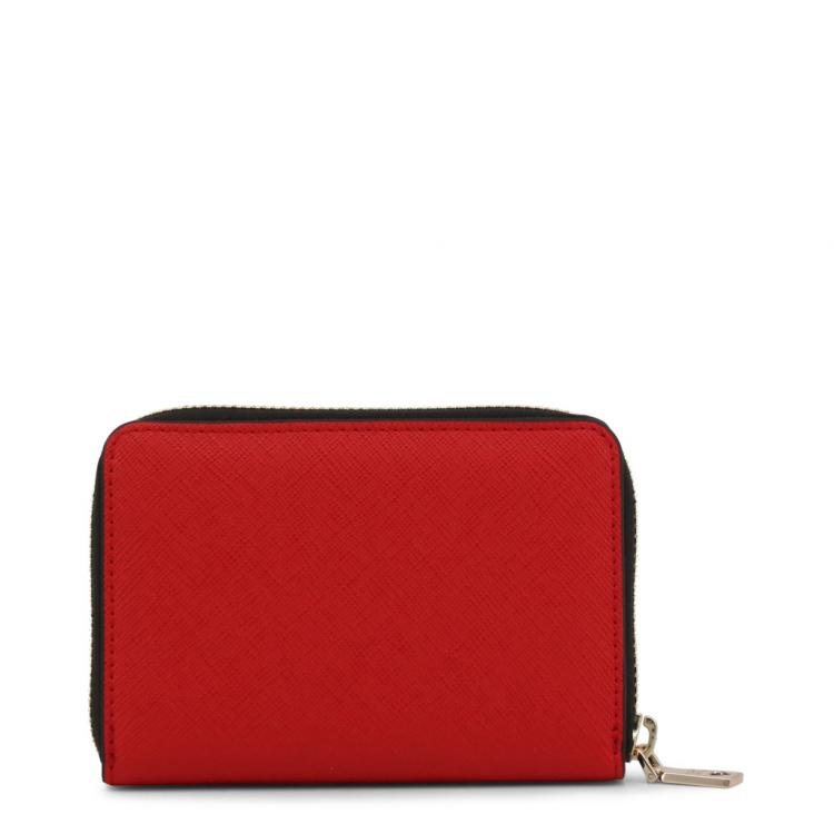Pre Owned Love Moschino Red Faux Leather Zip Around Coin Purse