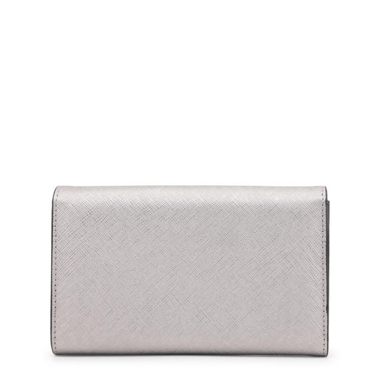 Pre Owned Love Moschino Silver Faux Leather Continental Wallet