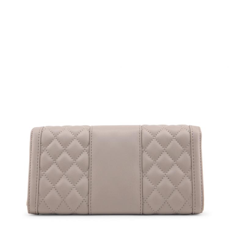 Pre Owned Love Moschino Taupe Quilted Leather Continental Wallet