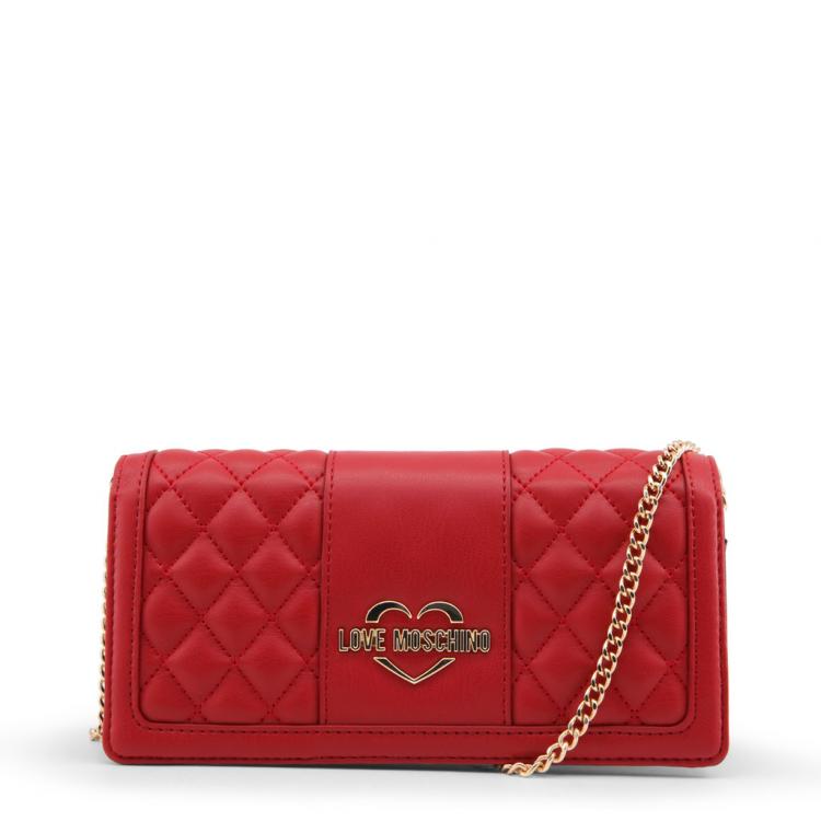 Pre Owned Love Moschino Red Quilted Leather WOC Clutch Bag