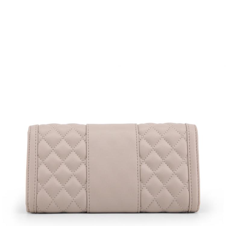 Pre Owned Love Moschino Taupe Quilted Leather WOC Clutch Bag