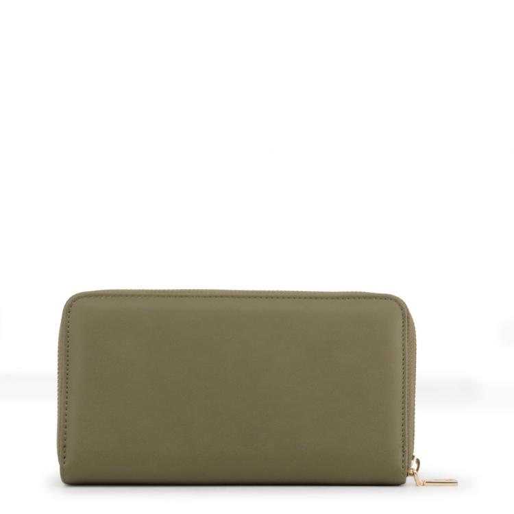 Pre Owned Love Moschino Green Faux Leather Zip Around Wallet