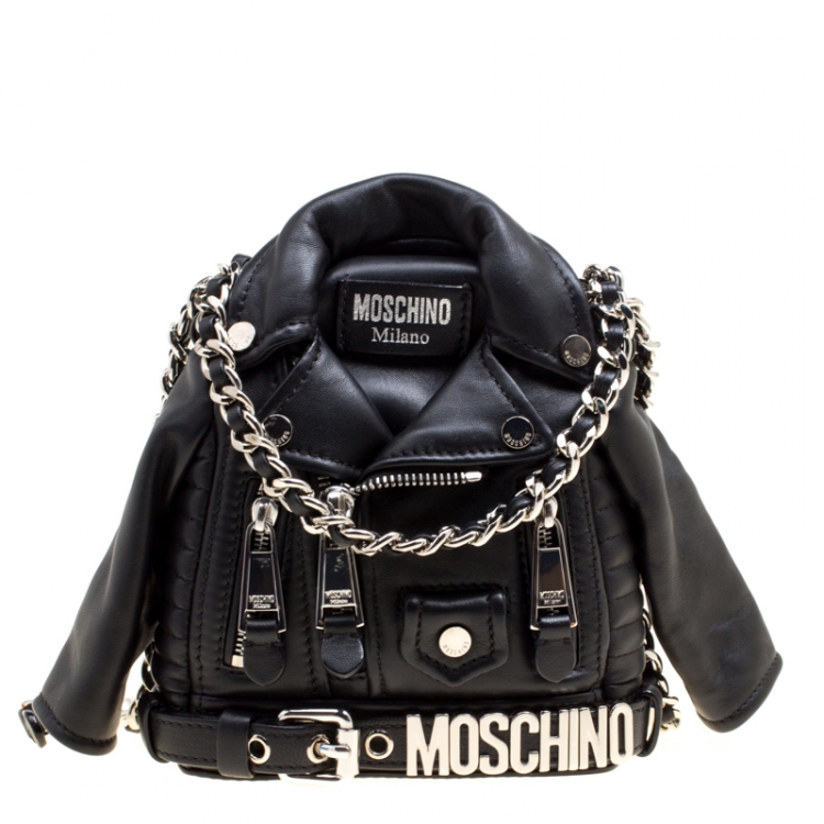 Biker leather crossbody bag Moschino Pink in Leather - 17628004