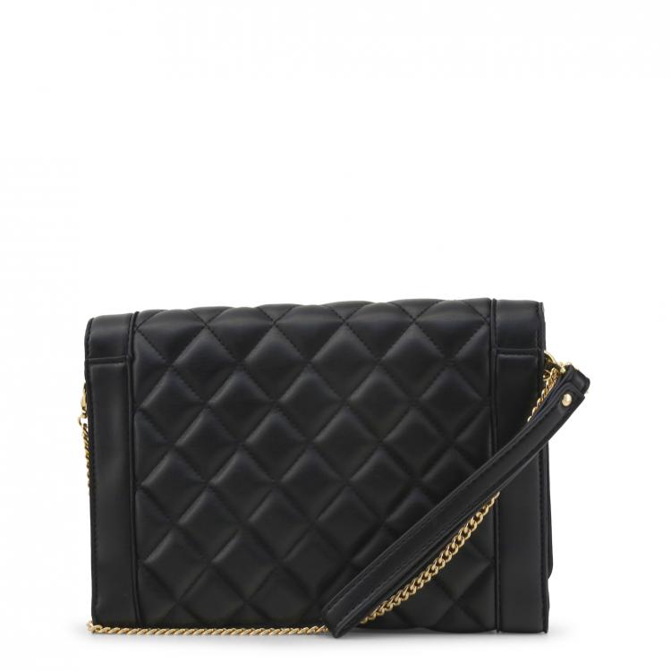 مملوكة مسبقًا Love Moschino Black Quilted Faux Leather "LOVE" Chain Flap Bag