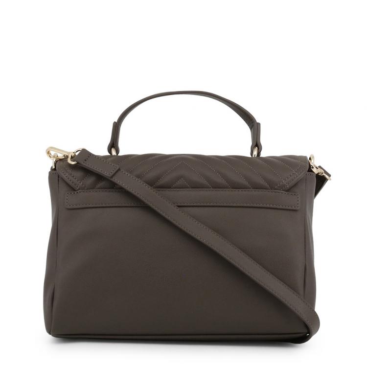 Pre Owned Love Moschino Grey Quilted Faux Leather Logo Top Handle Bag