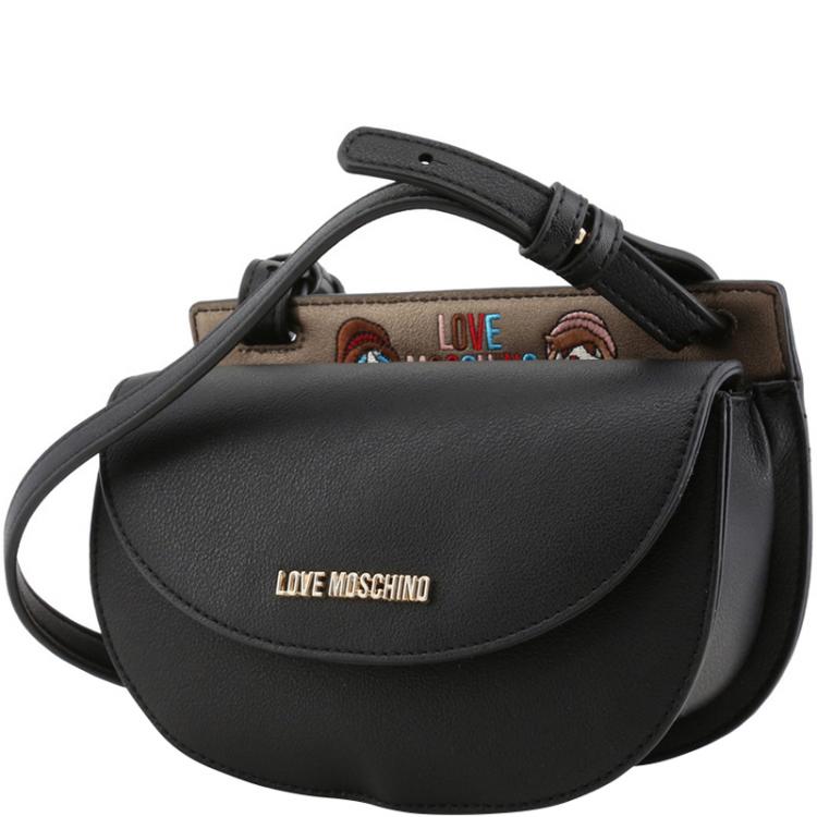 مملوكة مسبقًا Love Moschino Black Faux Leather Crossbody Bag
