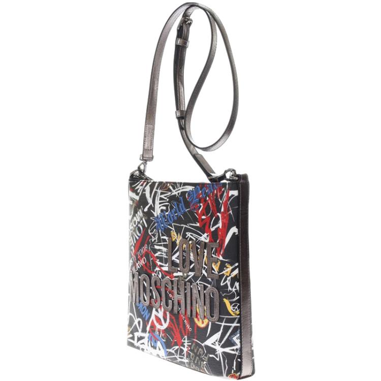Pre Owned Love Moschino Multicolor Faux Print Leather Crossbody Bag