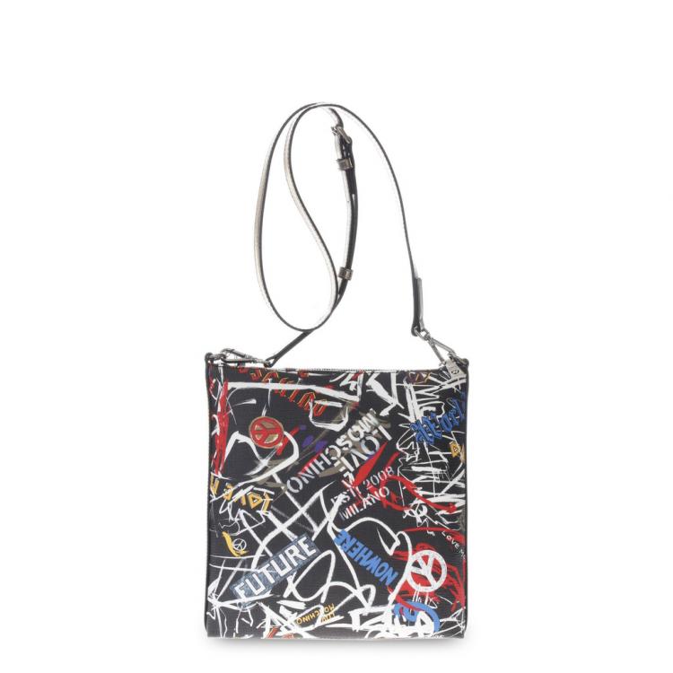 Pre Owned Love Moschino Multicolor Faux Print Leather Crossbody Bag