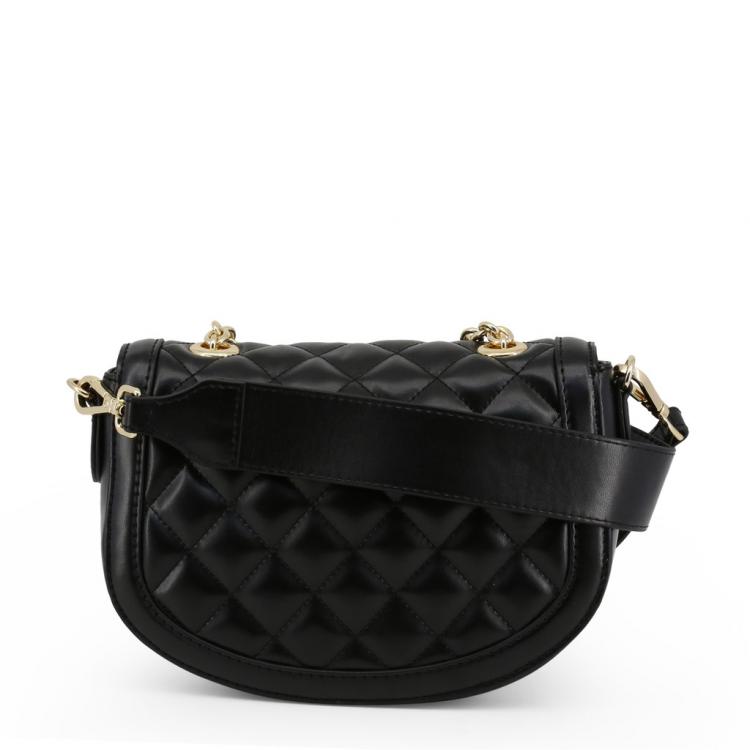 Pre Owned Love Moschino Black Quilted Faux Leather Crossbody Bag