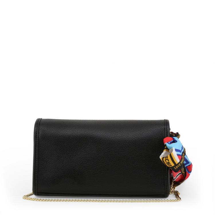 مملوكة مسبقًا Love Moschino Black Faux Leather Scarf WOC Clutch Bag